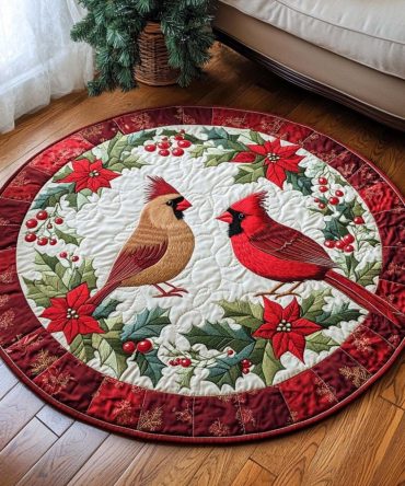 Winter Crimson Guard Quilted Round Mat