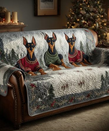 Winter Doberman Quilted Sofa Cover