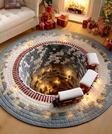 Winter Express Quilted Round Mat