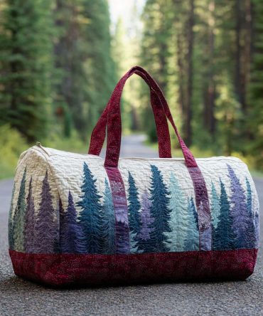Winter Forest Quilted Duffle Bag - Stylish Travel & Gym Bag with Nature-Inspired Design