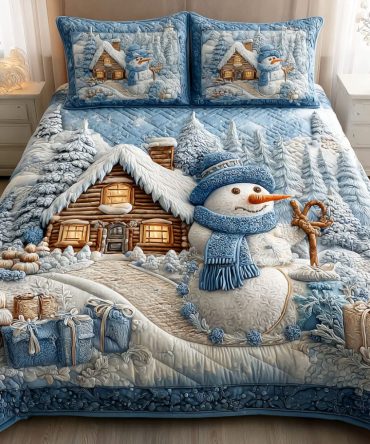 Winter Frost Glow 3-Piece Quilted Bedding Set