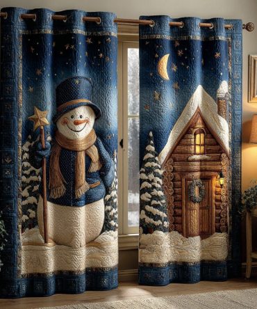 Winter Glow Snowman Quilted Curtains