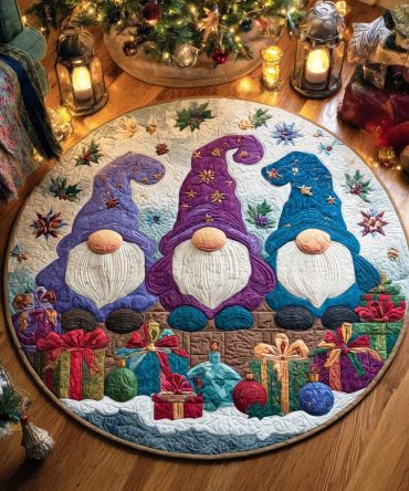 Winter Gnome Quilted Round Mat