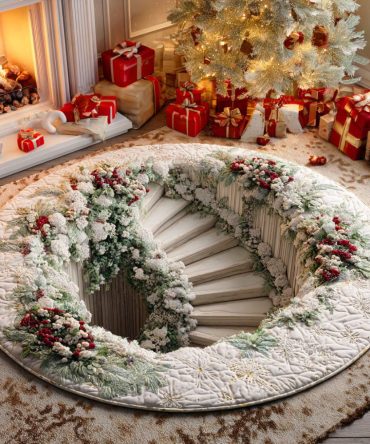 Winter Hidden Stairs Quilted Round Mat