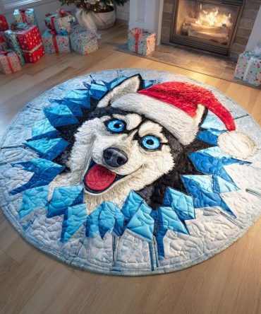 Winter Howl Quilted Round Mat