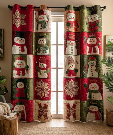 Winter Joy Snowman Quilted Curtains