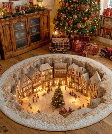 Winter Moon Shine Quilted Round Mat