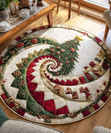 Winter Pine Quilted Round Mat