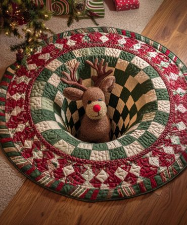 Winter Reindeer Quilted Round Mat