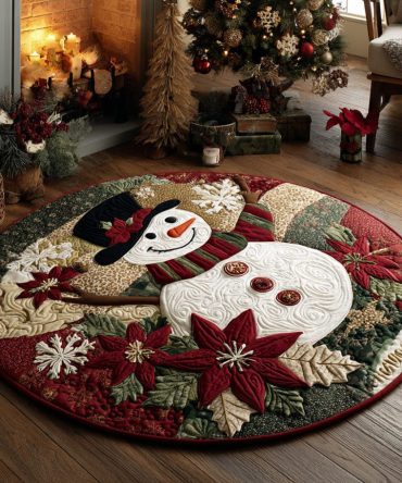 Winter Snowman Delight Quilted Round Mat