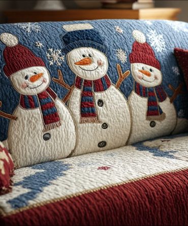 Winter Snowman Quilted Sofa Cover