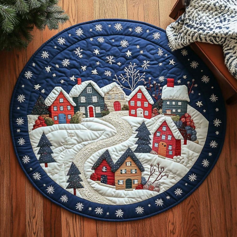 Winter Stag Haven Quilted Round Mat