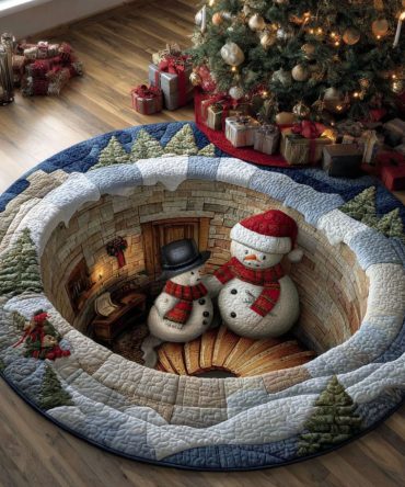 Winter Stairway Quilted Round Mat
