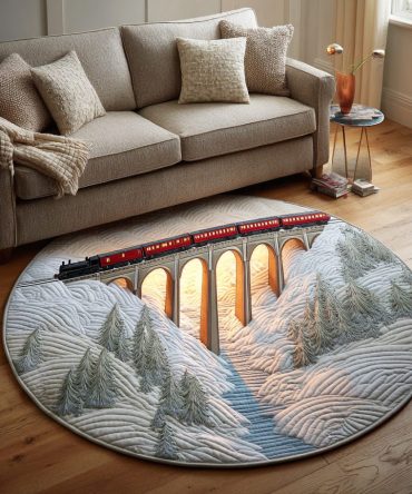 Winter Star Express Quilted Round Mat