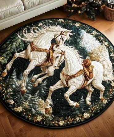Winter Trot Quilted Round Mat