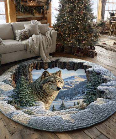 Winter Wolf Quilted Round Mat