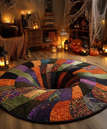 Witch Spiral Quilted Round Mat