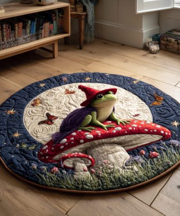 Witchy Frog Quilted Round Mat