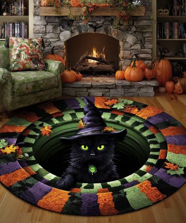 Witchy Whiskers Quilted Round Mat
