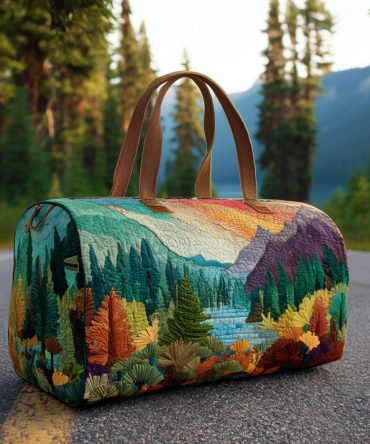 Woodland Glow Quilted Duffle Bag – Stylish Travel & Gym Bag with Nature-Inspired Design