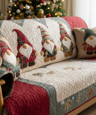Woodland Holiday Friends Quilted Sofa Cover