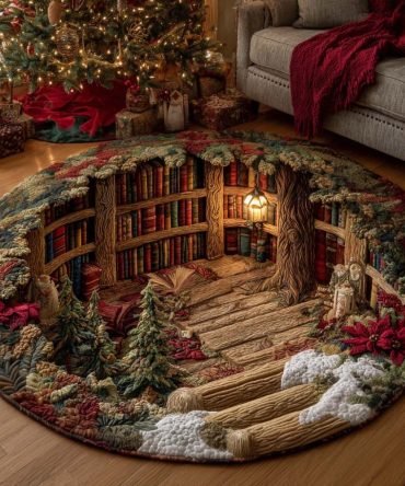 Woodland Library Quilted Round Mat