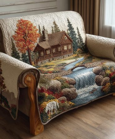 Woodland Rustic Shade Quilted Sofa Cover