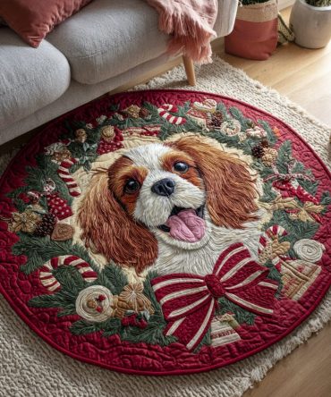 Wreath King Charles Quilted Round Mat