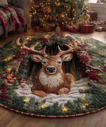 Xmas Cave Quilted Round Mat