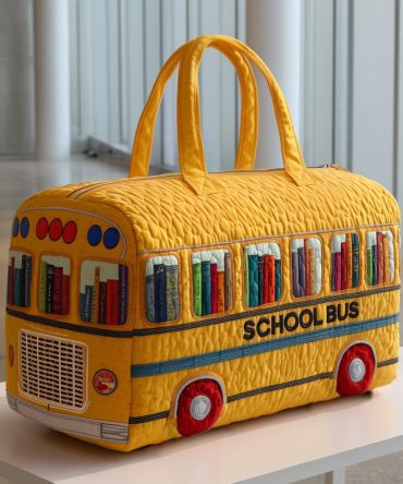 Yellow Bus Quilted Duffle Bag - Stylish Travel Companion for Adventures and Gym