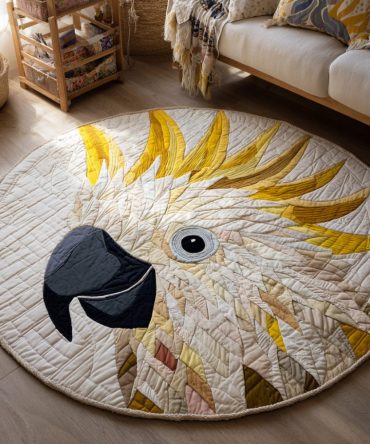 Yellow Cockatoo Quilted Round Mat