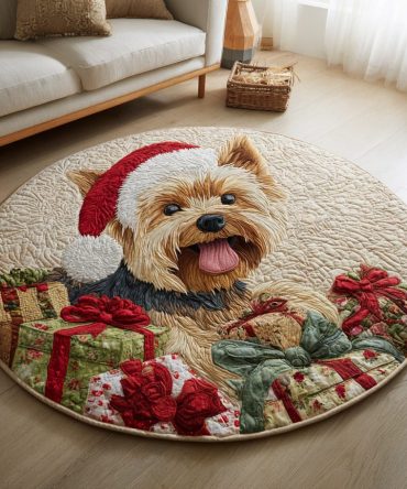 Yorkie Gem Quilted Round Mat