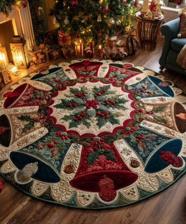 Yuletide Bells Quilted Round Mat