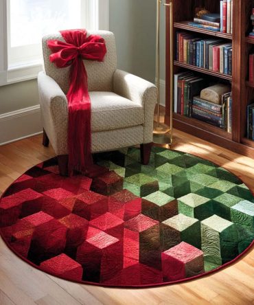 Yuletide Cubes Quilted Round Mat