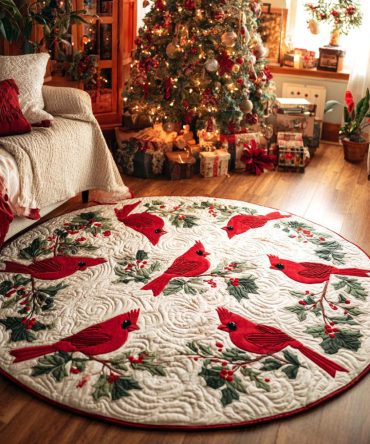Yuletide Gathering Quilted Round Mat
