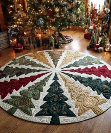 Yuletide Pines Quilted Round Mat