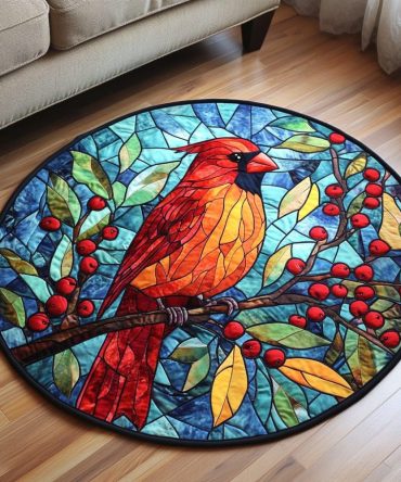 Crimson Glow Quilted Round Mat