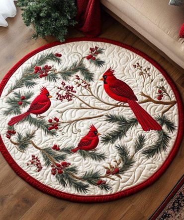 Cardinal Nest Quilted Round Mat