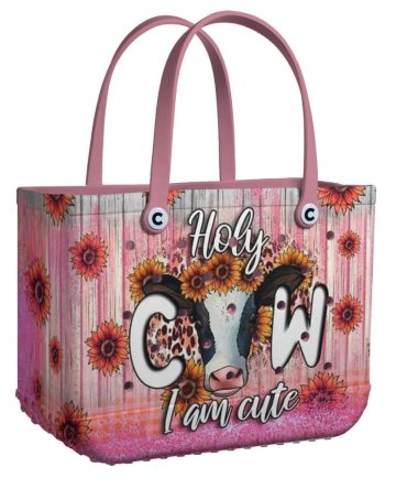Bucket Tote Bag, Limited Edition Bogg Bag, Beach Bag Cow-Abunga Cuteness