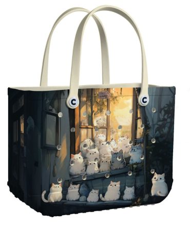 Bucket Tote Bag, Limited Edition Bogg Bag, Beach Bag Kitty Window