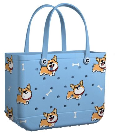 Bucket Tote Bag, Limited Edition Bogg Bag, Beach Bag Corgi Corral