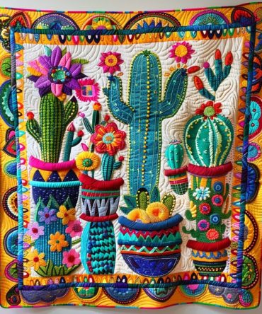 Saguaro Splendor Cactus Quilted Blanket