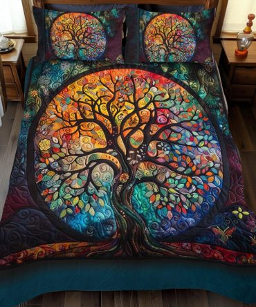 Intricate Celtic Tree Of Life 3-Piece Quilted Bedding Set
