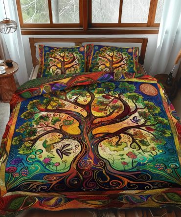Artisan Celtic Tree Of Life 3-Piece Quilted Bedding Set