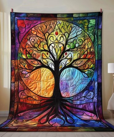 Celtic Tree Of Life Art Quilted Blanket