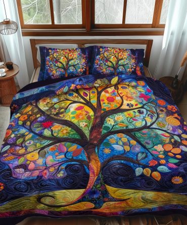 Ornate Celtic Tree Of Life 3-Piece Quilted Bedding Set