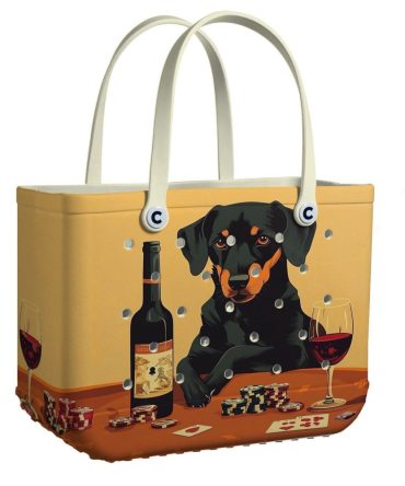 Bucket Tote Bag, Limited Edition Bogg Bag, Beach Bag Casino Canine
