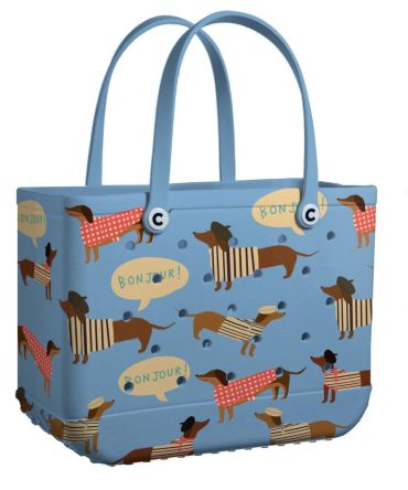 Bucket Tote Bag, Limited Edition Bogg Bag, Beach Bag Bonjour Dachshunds