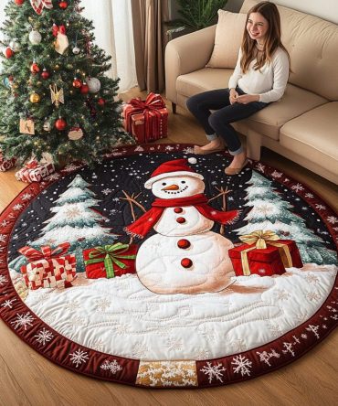 Snowman Comfort Quilted Round Mat