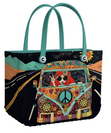 Vintage Hippie Van Tote Bag – Colorful Boho Design, Spacious & Eco-Friendly, Perfect For Travel & Daily Use